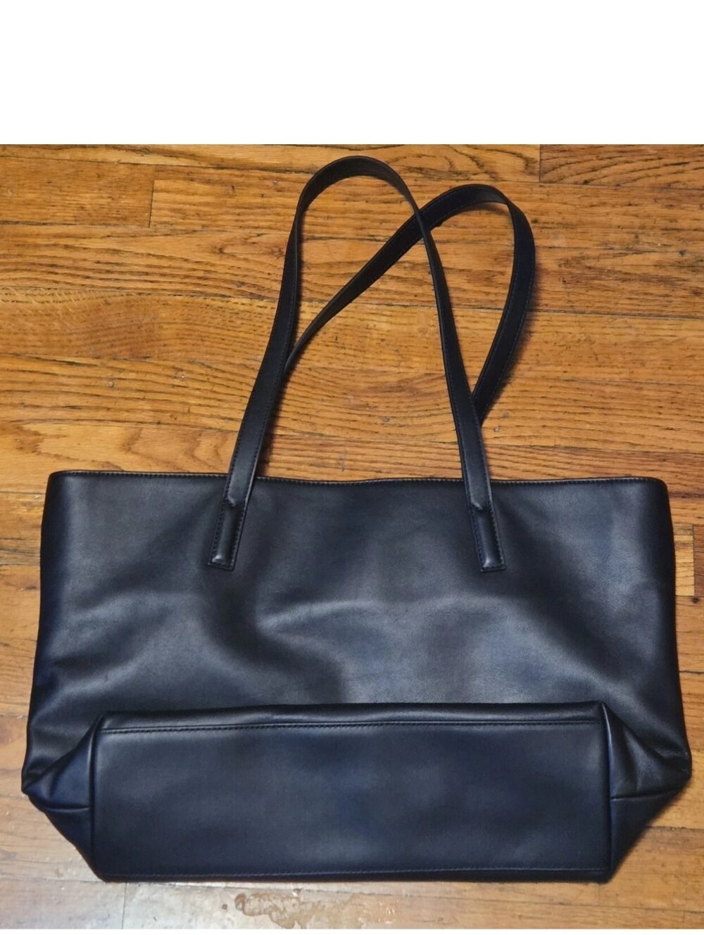 Quince Italian Leather Triple Compartment Tote Women OS Black Work Laptop Bag - Picture 2 of 4